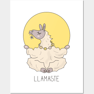 Llamaste illustration - cute llama meditating Posters and Art